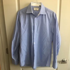 Thomas Pink blue & white pin dot shirt sz 17